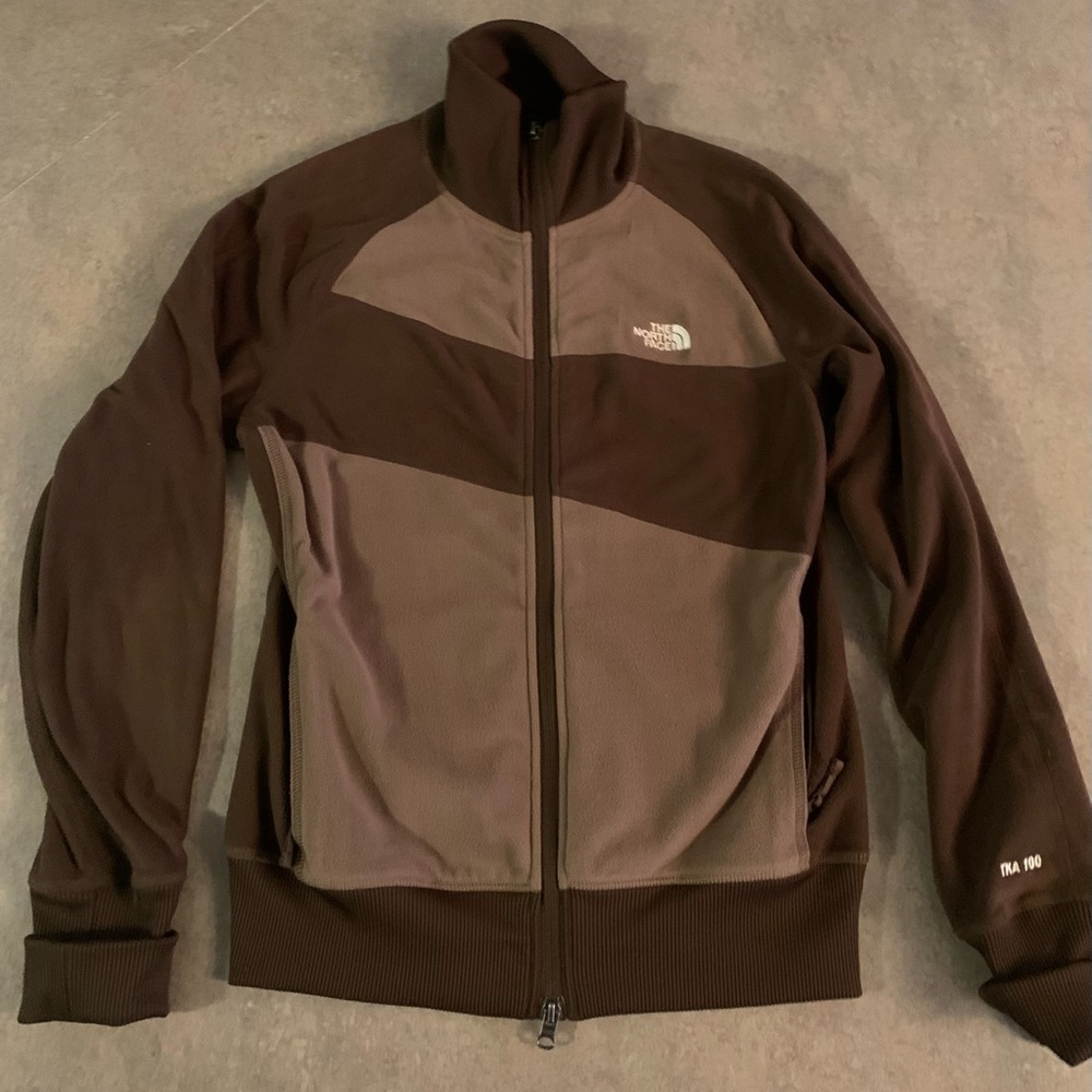 North Face Brown on Brown fleece jacket Girls Large